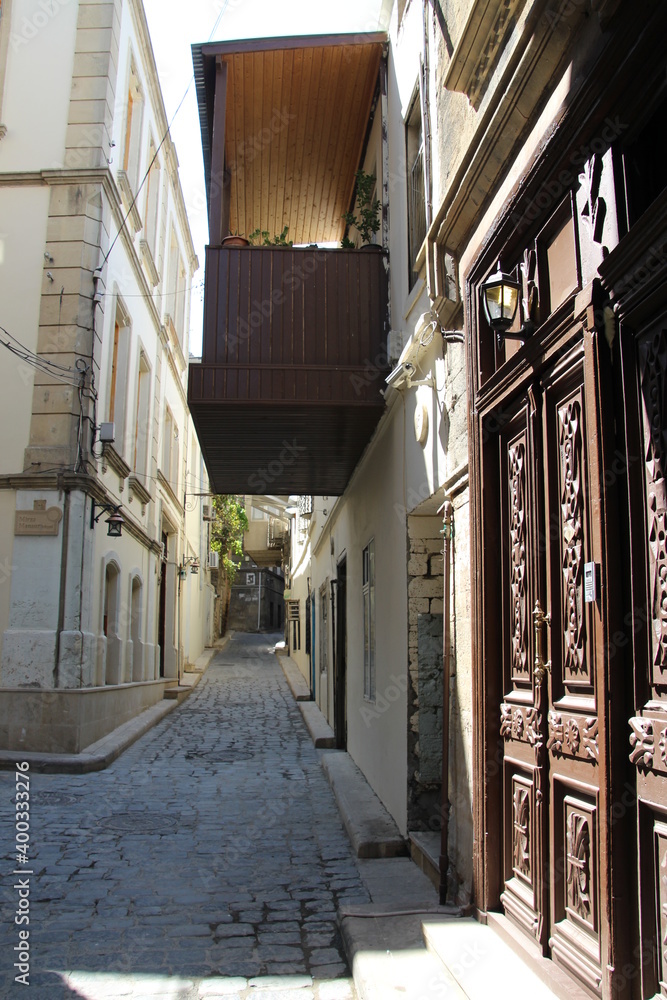 Old street in the old town of Baku in Azerbaijan