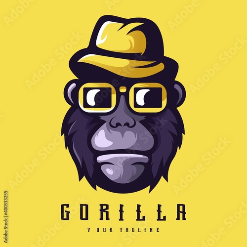 Gorilla logo design vector with modern illustration concept style for badge or emblem