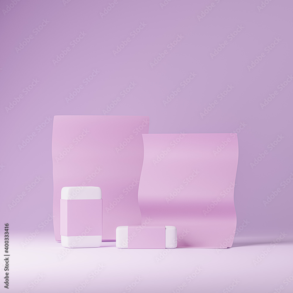 Mockup with geometric wrapped shapes. 3d rendering. Mockup with geometric wrapped shapes. 3d rendering.