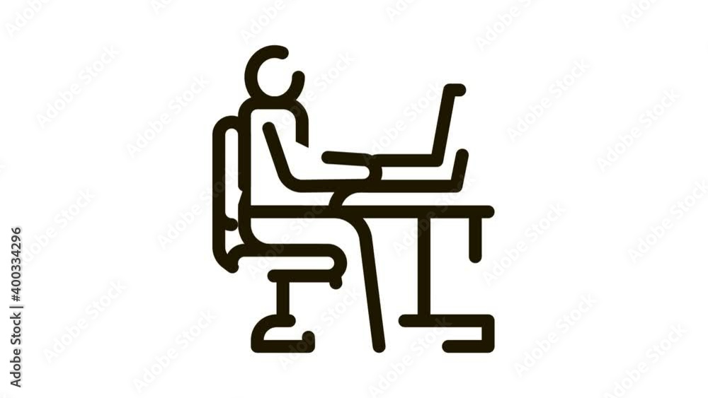 man working in office Icon Animation. black man working in office animated icon on white background man working in office Icon Animation. black man working in office animated icon on white background