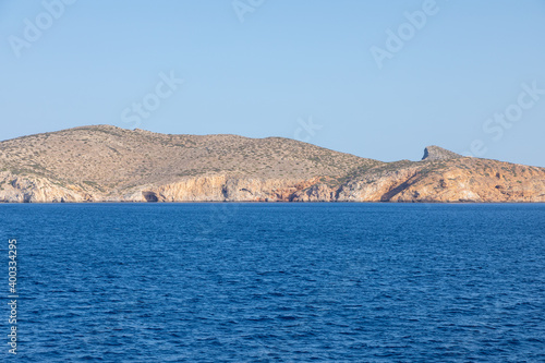 Rock island on Aegean Sea. Greece.