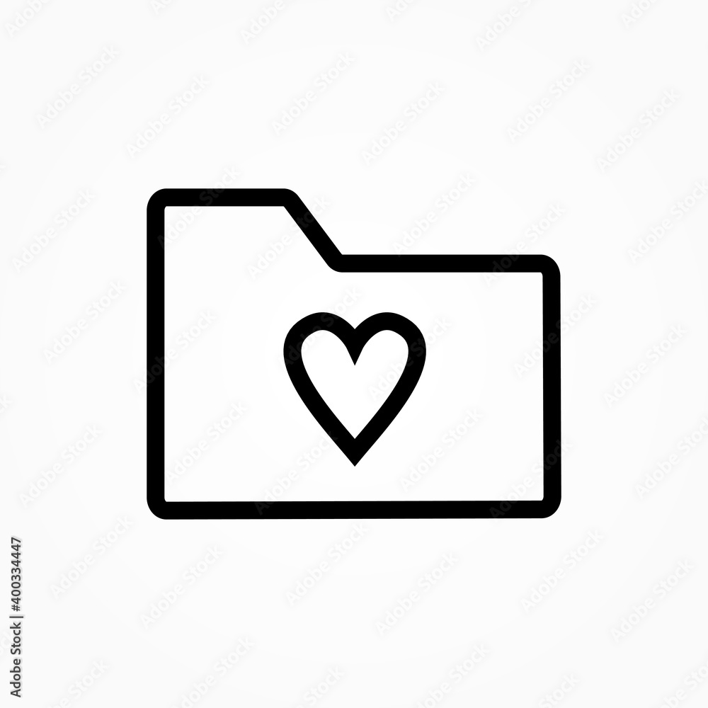 heart icon on button and folder