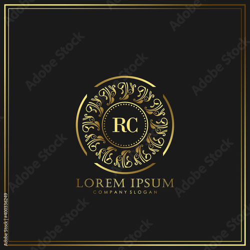 RC Initial Letter Luxury Logo template in vector art for Restaurant, Royalty, Boutique, Cafe, Hotel, Heraldic, Jewelry, Fashion and other vector illustration
