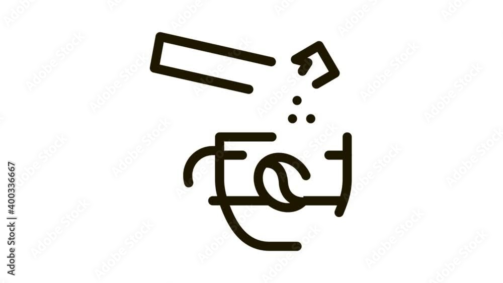 coffee with sugar Icon Animation. black coffee with sugar animated icon on white background coffee with sugar Icon Animation. black coffee with sugar animated icon on white background