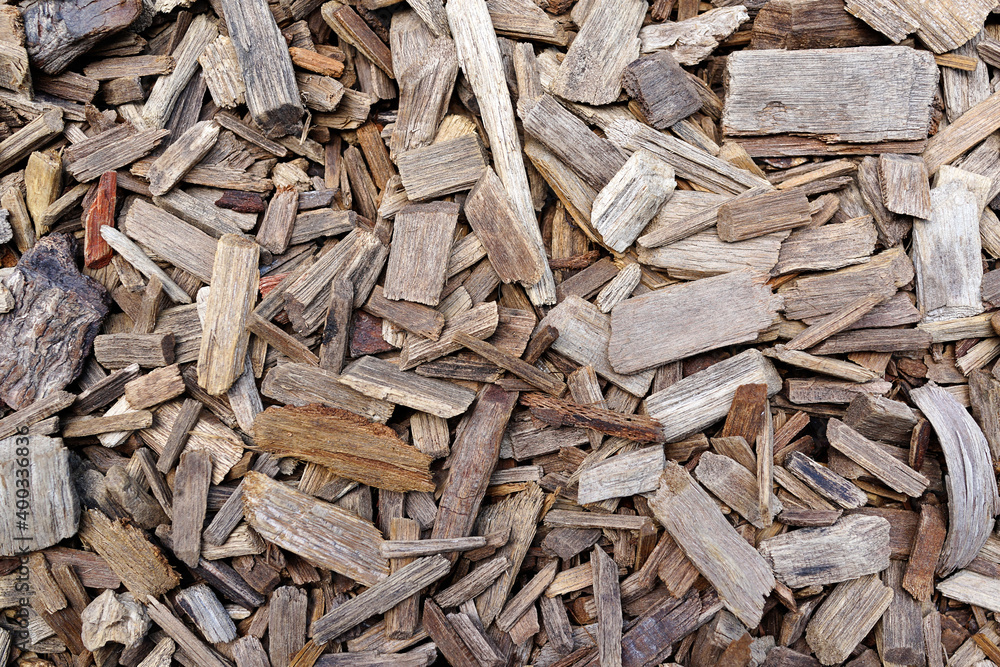 Overhead shot of wood chip texture background Overhead shot of wood chip texture background