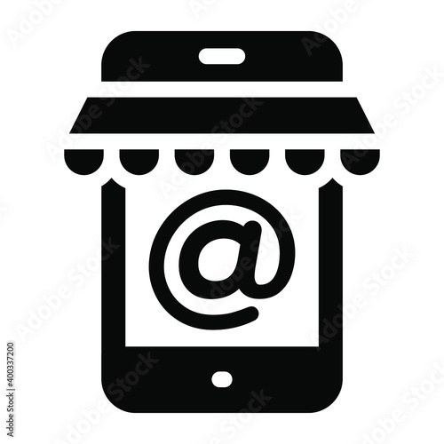 
Icon in editable style showing mobile shop concept

