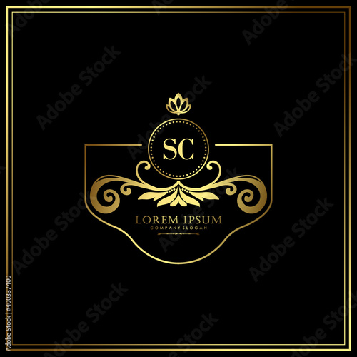 SC Initial Letter Luxury Logo template in vector art for Restaurant, Royalty, Boutique, Cafe, Hotel, Heraldic, Jewelry, Fashion and other vector illustration