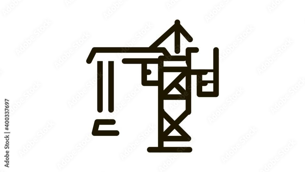 crane for building Icon Animation. black crane for building animated icon on white background crane for building Icon Animation. black crane for building animated icon on white background