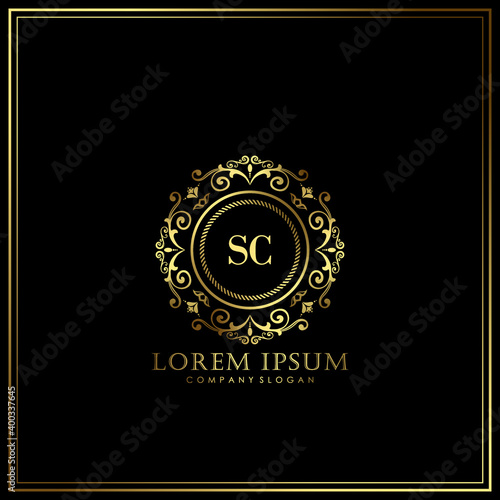 SC Initial Letter Luxury Logo template in vector art for Restaurant, Royalty, Boutique, Cafe, Hotel, Heraldic, Jewelry, Fashion and other vector illustration