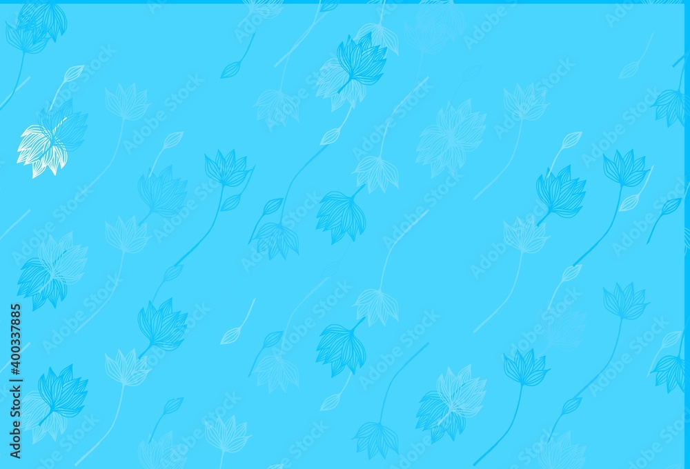 Light BLUE vector doodle background.