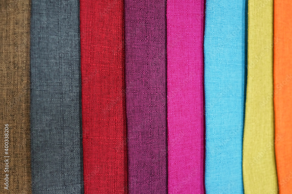 Fototapeta premium Colorful upholstery fabric samples