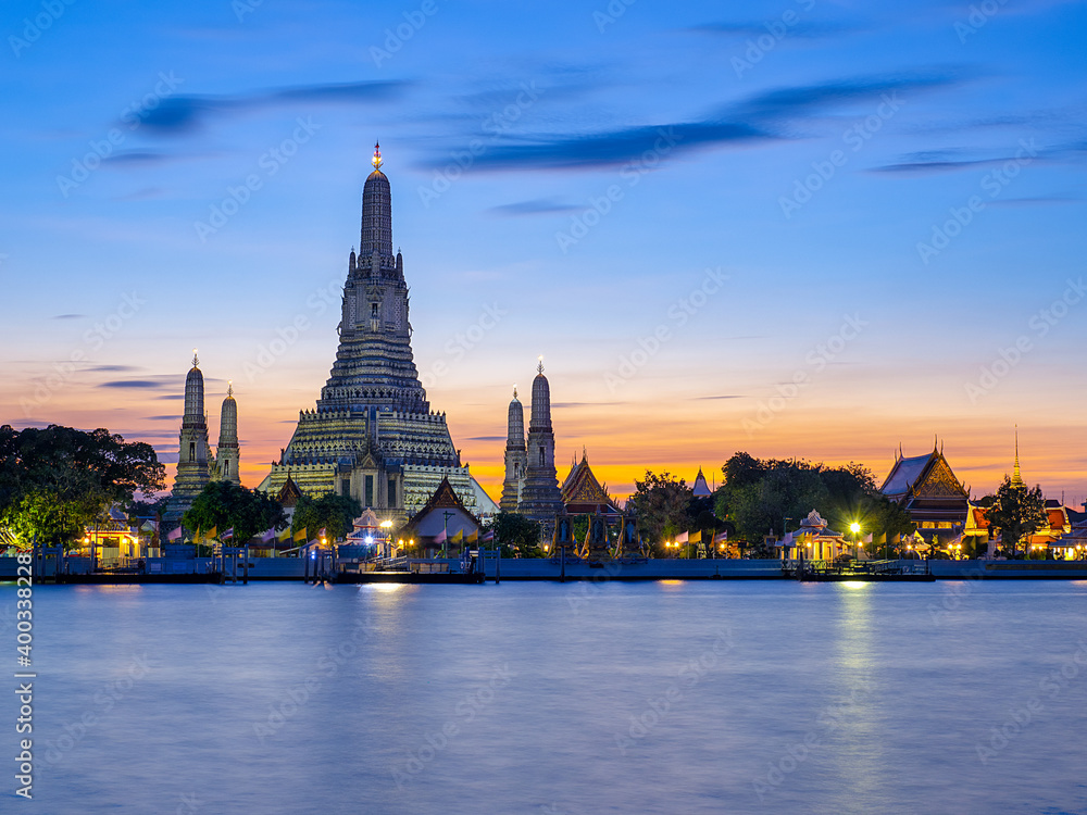 Good area for tourism for visit and see the beautiful Temple Wat Arun in middle of Bangkok Thailand