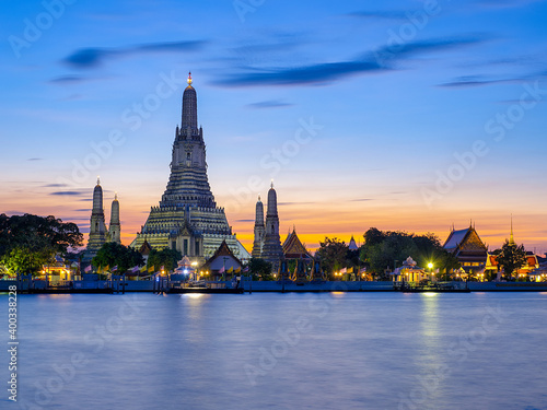 Good area for tourism for visit and see the beautiful Temple Wat Arun in middle of Bangkok Thailand