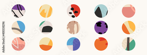 Big set of various highlight covers, abstract backgrounds with various hand drawn organic shapes, lines, spots, dots, doodle objects, round icons templates for social media stories