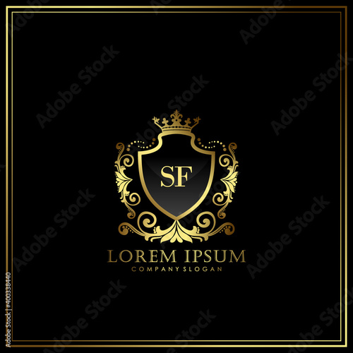 SF Initial Letter Luxury Logo template in vector art for Restaurant, Royalty, Boutique, Cafe, Hotel, Heraldic, Jewelry, Fashion and other vector illustration