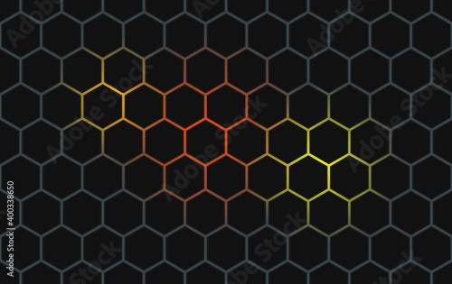 black backlit geometric pattern of hexagons