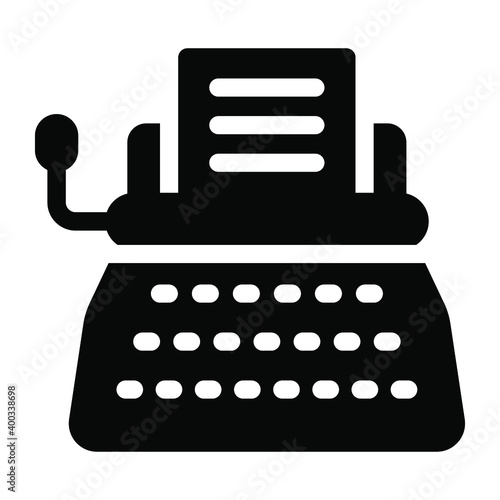 
Typewriter icon vector, typing machine 

