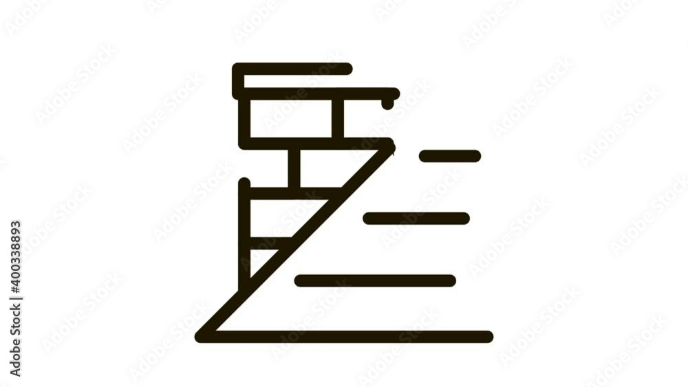 roof and chimney Icon Animation. black roof and chimney animated icon on white background roof and chimney Icon Animation. black roof and chimney animated icon on white background