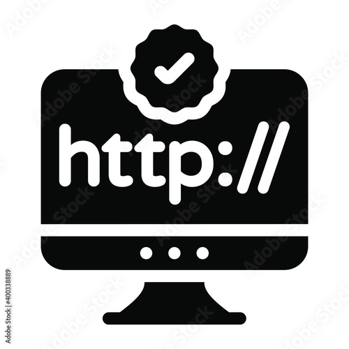 
A solid icon of verified domain in editable design
