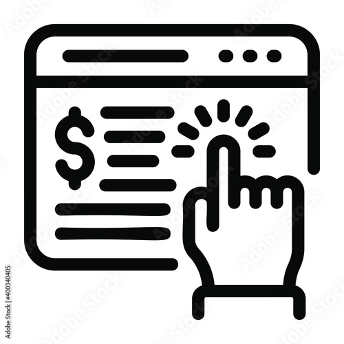 
Online earning concept, pay per click solid icon
