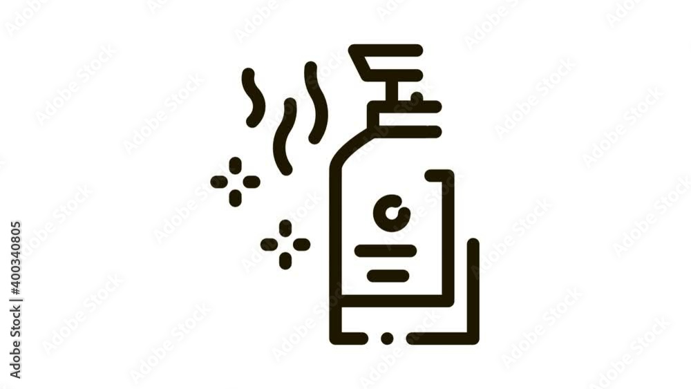 aromatic liquid soap bottle Icon Animation. black aromatic liquid soap bottle animated icon on white background