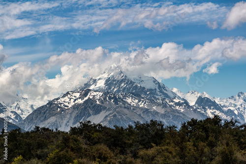 Wallpaper Mural snow top mountain behind a forest Torontodigital.ca