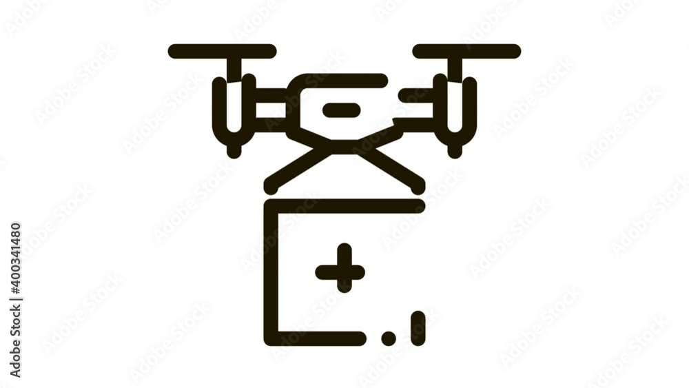 drone delivery Icon Animation. black drone delivery animated icon on white background drone delivery Icon Animation. black drone delivery animated icon on white background