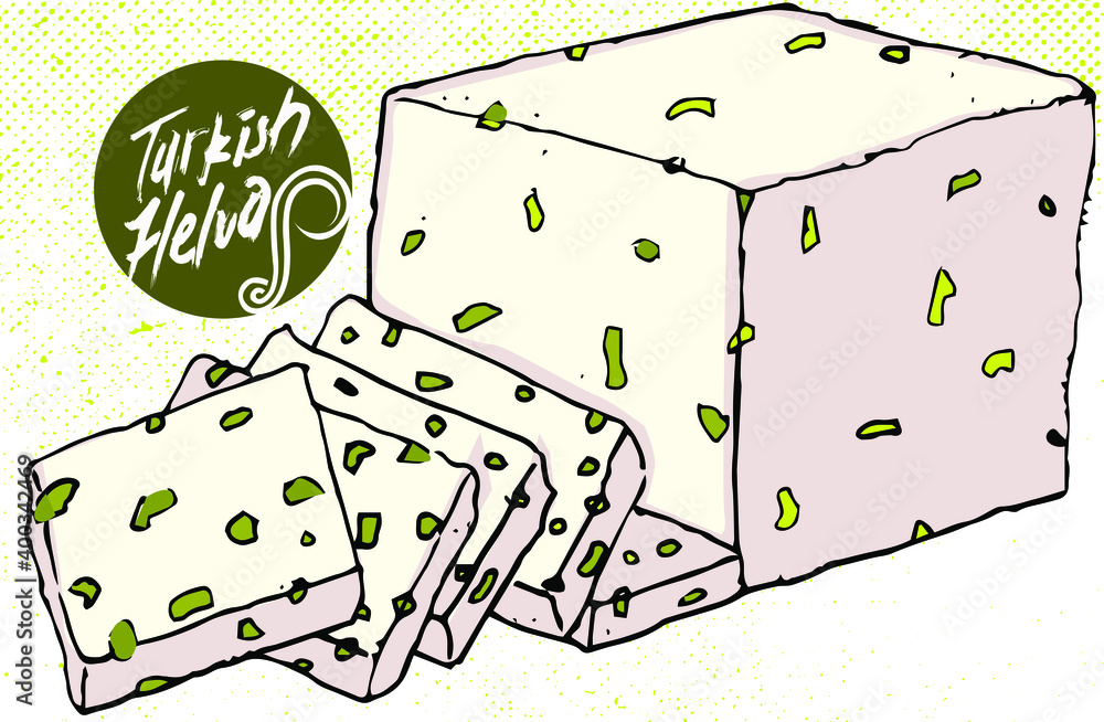 for turkish Halva confection, original typography font for word halva