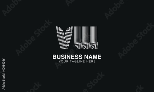 V W initial based abstract modern minimal creative logo vector template image. line art fingerprint logon