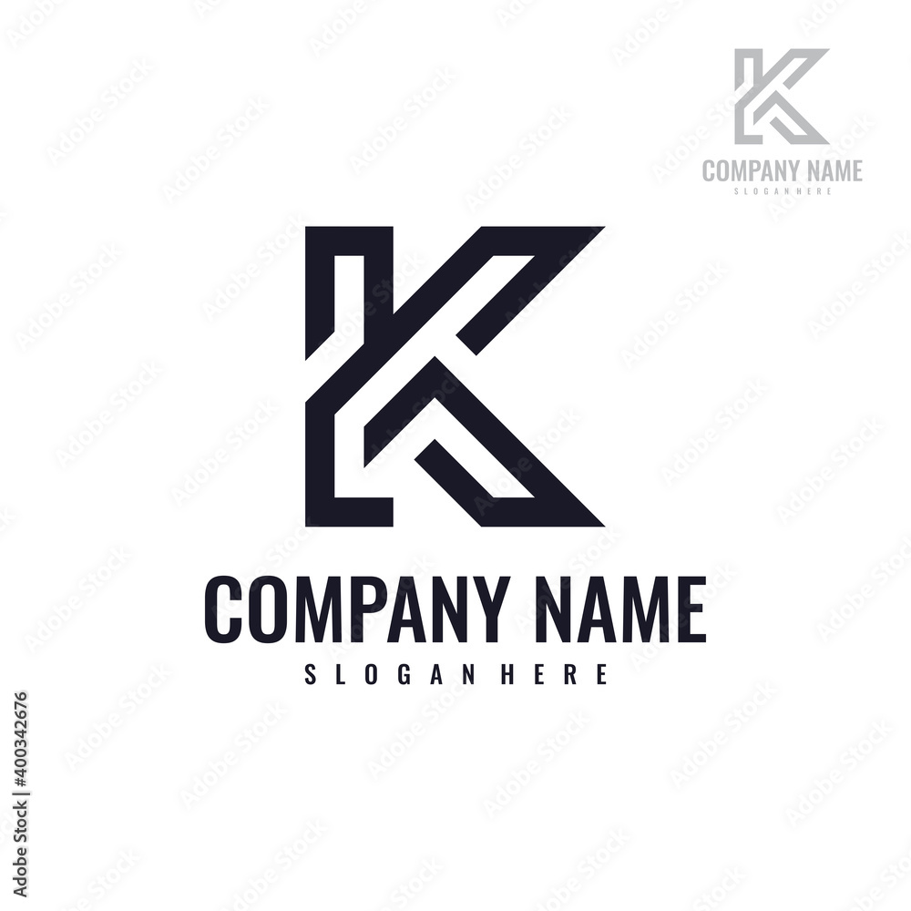 Abstract Letter 2K or K2 Logo Design Template. Creative elegant vector sign design for corporate business identity Abstract Letter 2K or K2 Logo Design Template. Creative elegant vector sign design for corporate business identity