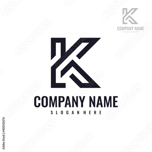 Abstract Letter 2K or K2 Logo Design Template. Creative elegant vector sign design for corporate business identity