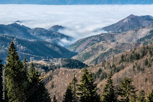 Big Fatra mountains and Turiec basin, Slovakia, inverse weather scene