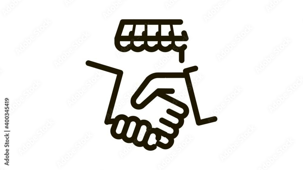 franchise handshake Icon Animation. black franchise handshake animated icon on white background franchise handshake Icon Animation. black franchise handshake animated icon on white background