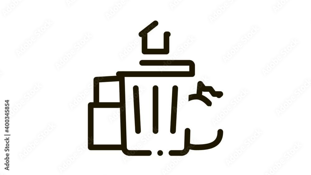 trash can home Icon Animation. black trash can home animated icon on white background trash can home Icon Animation. black trash can home animated icon on white background