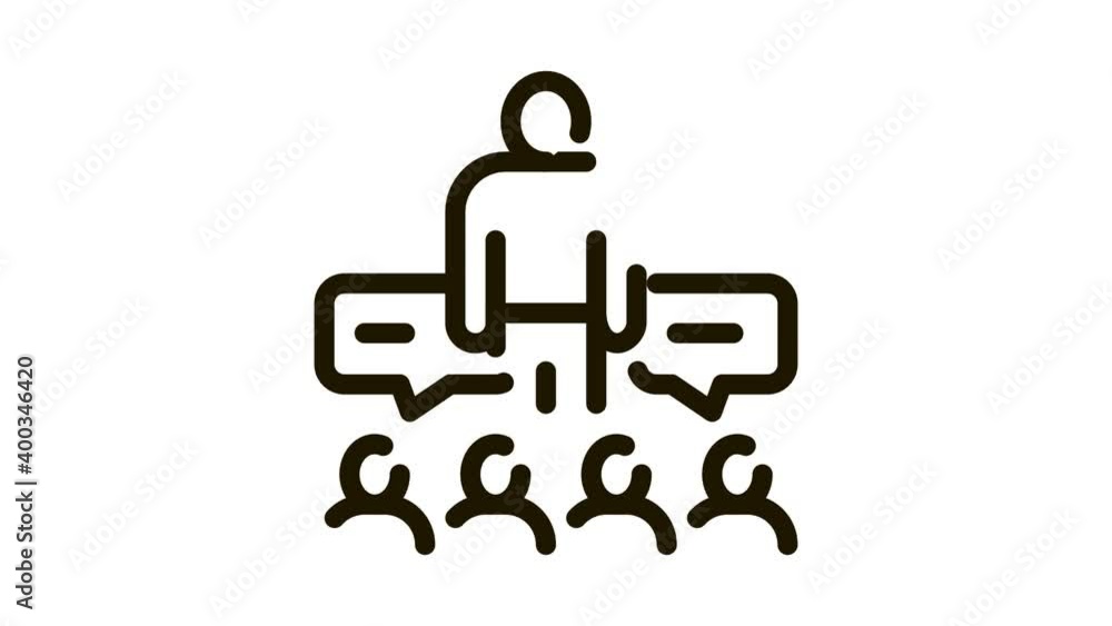 lector discuss with audience Icon Animation. black lector discuss with audience animated icon on white background lector discuss with audience Icon Animation. black lector discuss with audience animated icon on white background