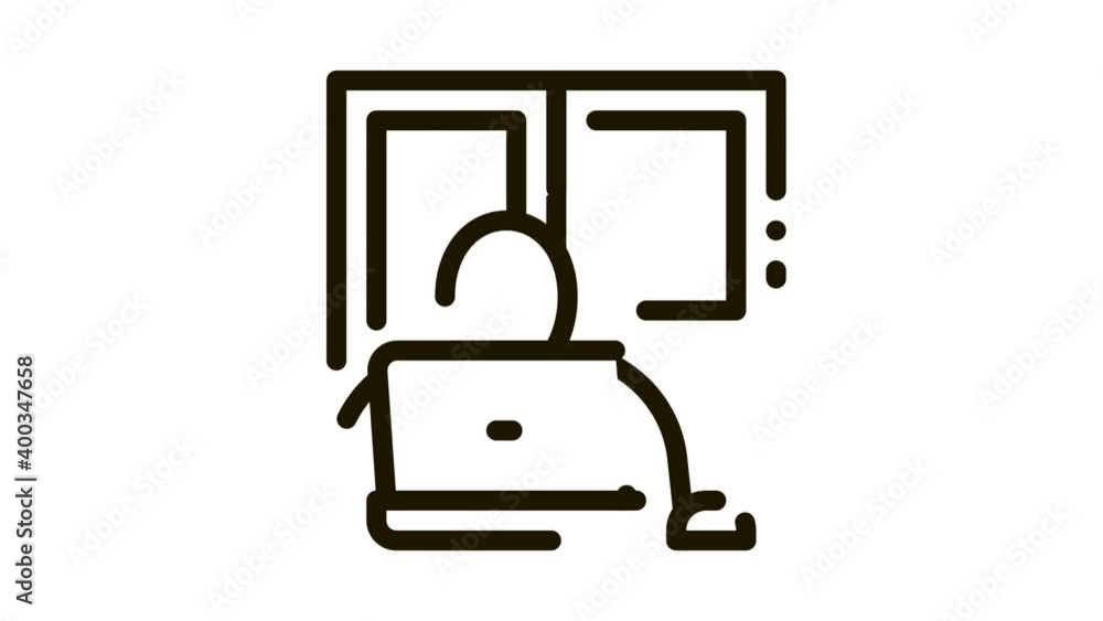 window glass in working room Icon Animation. black window glass in working room animated icon on white background window glass in working room Icon Animation. black window glass in working room animated icon on white background