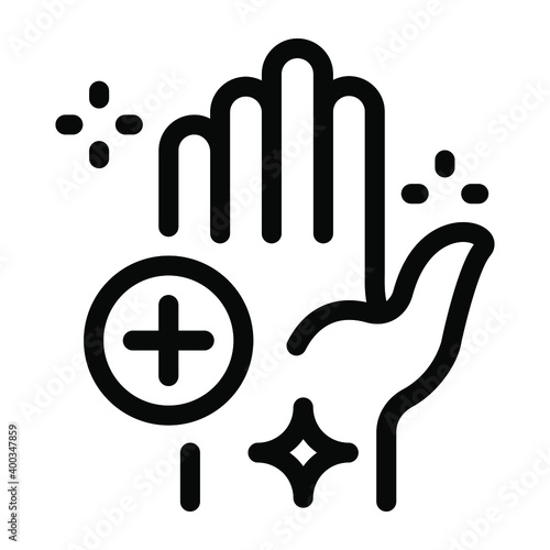 
After preventing covid, clean hands icon in solid style 
