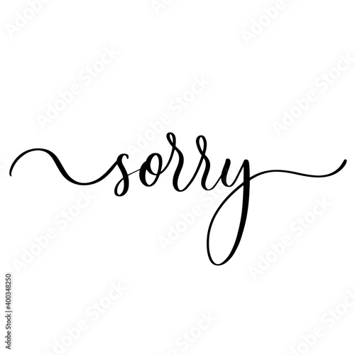 Sorry - vector calligraphic inscription with smooth lines.