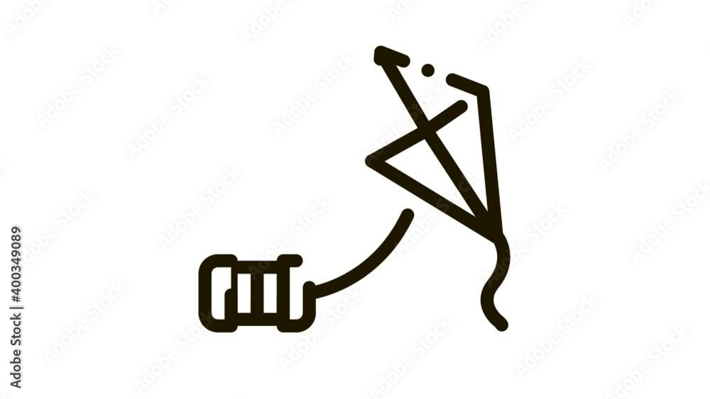 kite with rope keg Icon Animation. black kite with rope keg animated icon on white background kite with rope keg Icon Animation. black kite with rope keg animated icon on white background