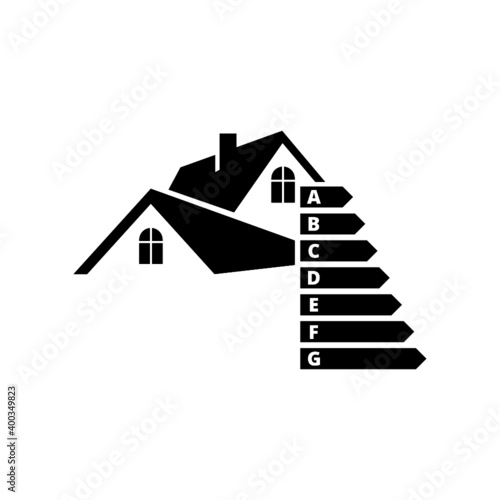 Energy efficiency chart and house concept icon isolated on white background