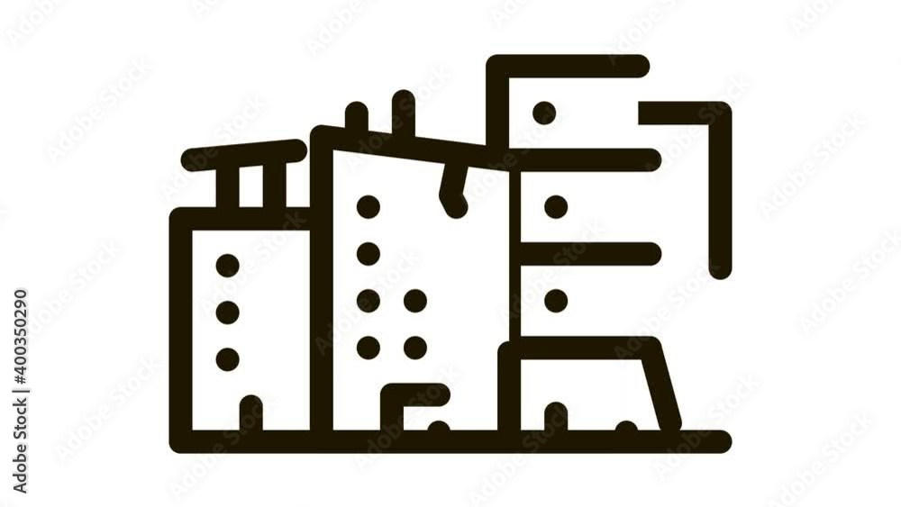 destroyed high-rise buildings Icon Animation. black destroyed high-rise buildings animated icon on white background destroyed high-rise buildings Icon Animation. black destroyed high-rise buildings animated icon on white background