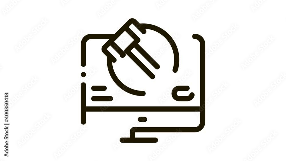 computer version of auction Icon Animation. black computer version of auction animated icon on white background computer version of auction Icon Animation. black computer version of auction animated icon on white background