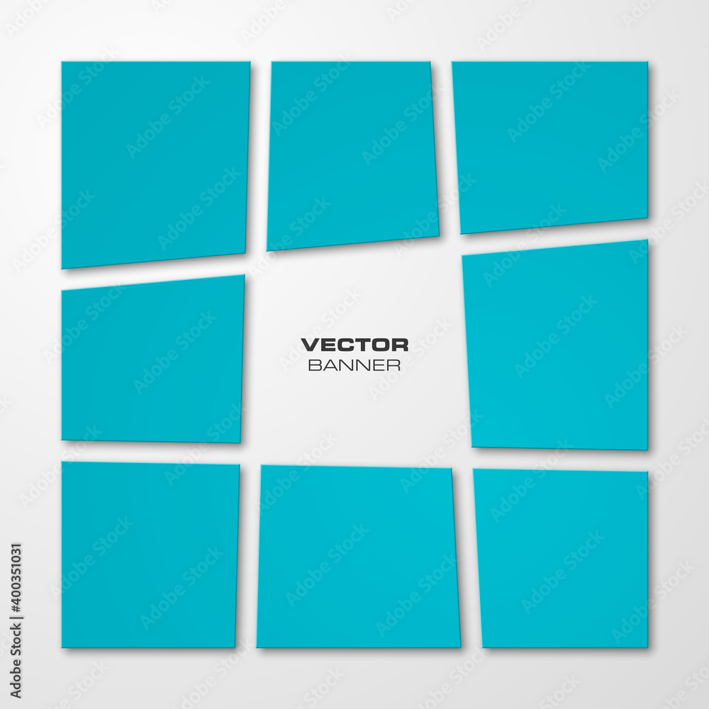 Fototapeta premium Abstract vector background. Geometric pattern banner. The original form overlapping. The flat image. Advertising Design shape. Vector label tag.