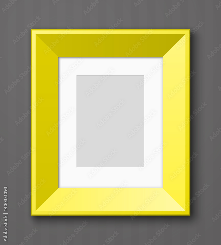 Horizontal Photo frame with paper passepartout for picture hanging on wall with striped wallpaper background. Horizontal Photo frame with paper passepartout for picture hanging on wall with striped wallpaper background.