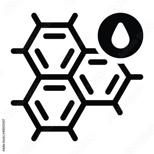 
Oil molecule in glyph icon, biochemistry 
