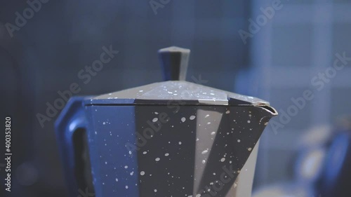 Steam coming from the boiling kettle, close up