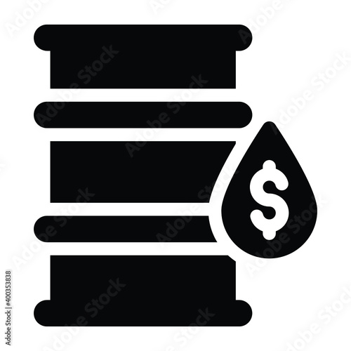 
Glyph editable icon of barrel price 
