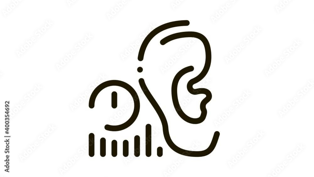 human hearing warning Icon Animation. black human hearing warning animated icon on white background human hearing warning Icon Animation. black human hearing warning animated icon on white background