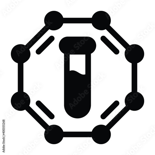
Test tube showing in glyph icon of biochemistry 
