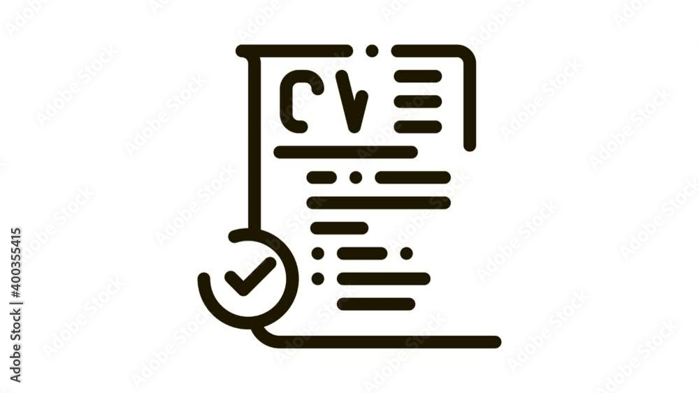 confirmed resume Icon Animation. black confirmed resume animated icon on white background confirmed resume Icon Animation. black confirmed resume animated icon on white background